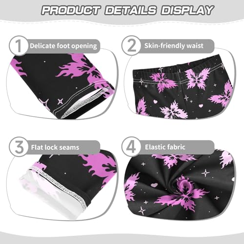 Pink Butterfly on Dark Girls Leggings,Workout Leggings for Girls Toddler Athletic Leggings Size for 3-10T3