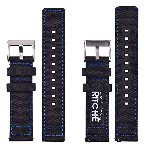 Image of Ritche Christmas Gift Canvas Vintage Quick Release Watch Band 18mm 20mm 22mm 24mm Replacement Watch Straps for Men Women, White Elephant Gifts, Stocking Stuffers for Men, Father's Day gifts