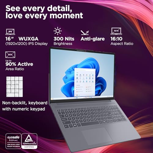 Image of Lenovo ideaPad 3 Laptop Computer, Intel Core i7-13620H (10C /16T, up to 4.9 GHz), 16GB DDR5 RAM, 512GB PCIe SSD, 2X 4K Output, Copilot AI, 16 inch FHD+, WiFi 6, Bluetooth 5.2, Gray, Windows 11 Home