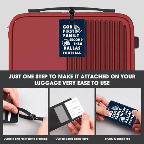 Suamoment 20240911 2 Pcs Funny American Footbal Luggage Tags For Suitcases – God First, Family Second, Then Dallas Football – Pu Leather Travel Id Bag Tags – Durable & Trendy Travel Accessories For Sports Fans thumb #2