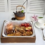 Tnstbiee Soporte de papel de aluminio para molde desechable para hornear de 9 x 13 pulgadas, portador de madera hecho a mano para recipientes de alimentos, suministros para fiestas y servidor de