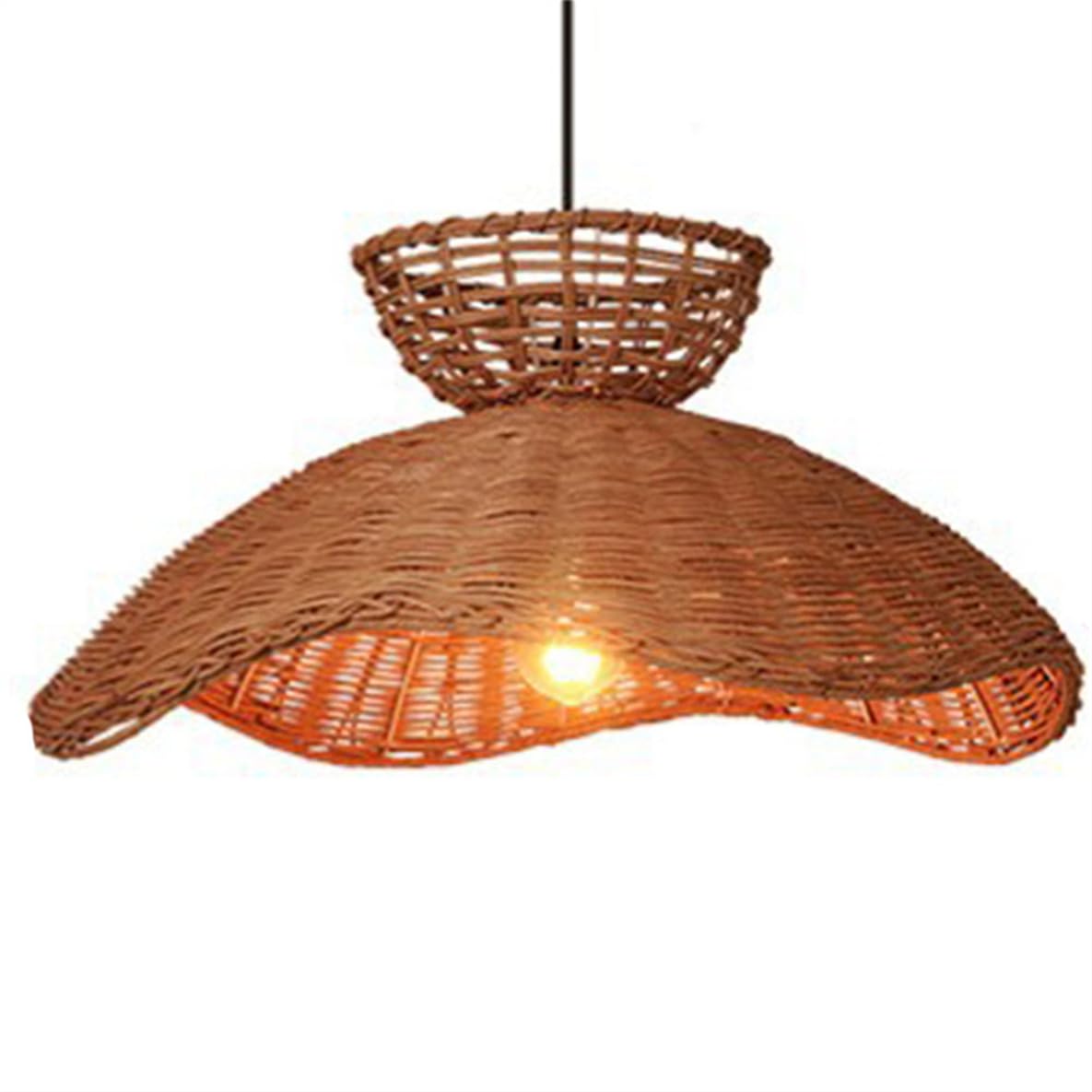CSSYKV Farmhouse Rattan Art Pendant Light Brown Rattan Lamp Shade Japanese Kitchen Island Pendant Light Coastal Foyer E26 Fixtures for Dining Room Living Room Bedroom Restaurant 1-Pack