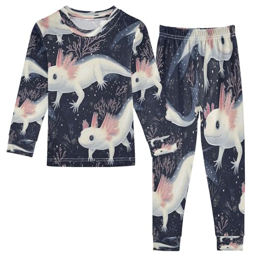 Pajama Sets Long Sleeve Cute Axolotl in Darkness Soft Comfy Sleepwear 2 Piece PJS 3-8T