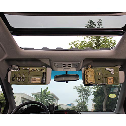 WYNEX Car Sun Visor Organizer Molle Panel, Tactical Car Sunshade Cover, Compatible Vehicle Visor Storage Holder Pouch, Fit Most Cars, SUV