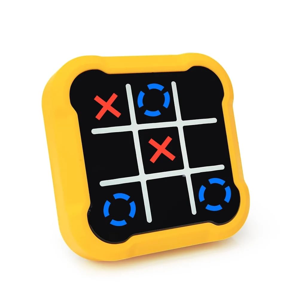 Favorful Wonders Tic Tac Toe Game Board, Yellow and Black, 3-in-1 Strategy Game, Memory Flash and Strike Modes