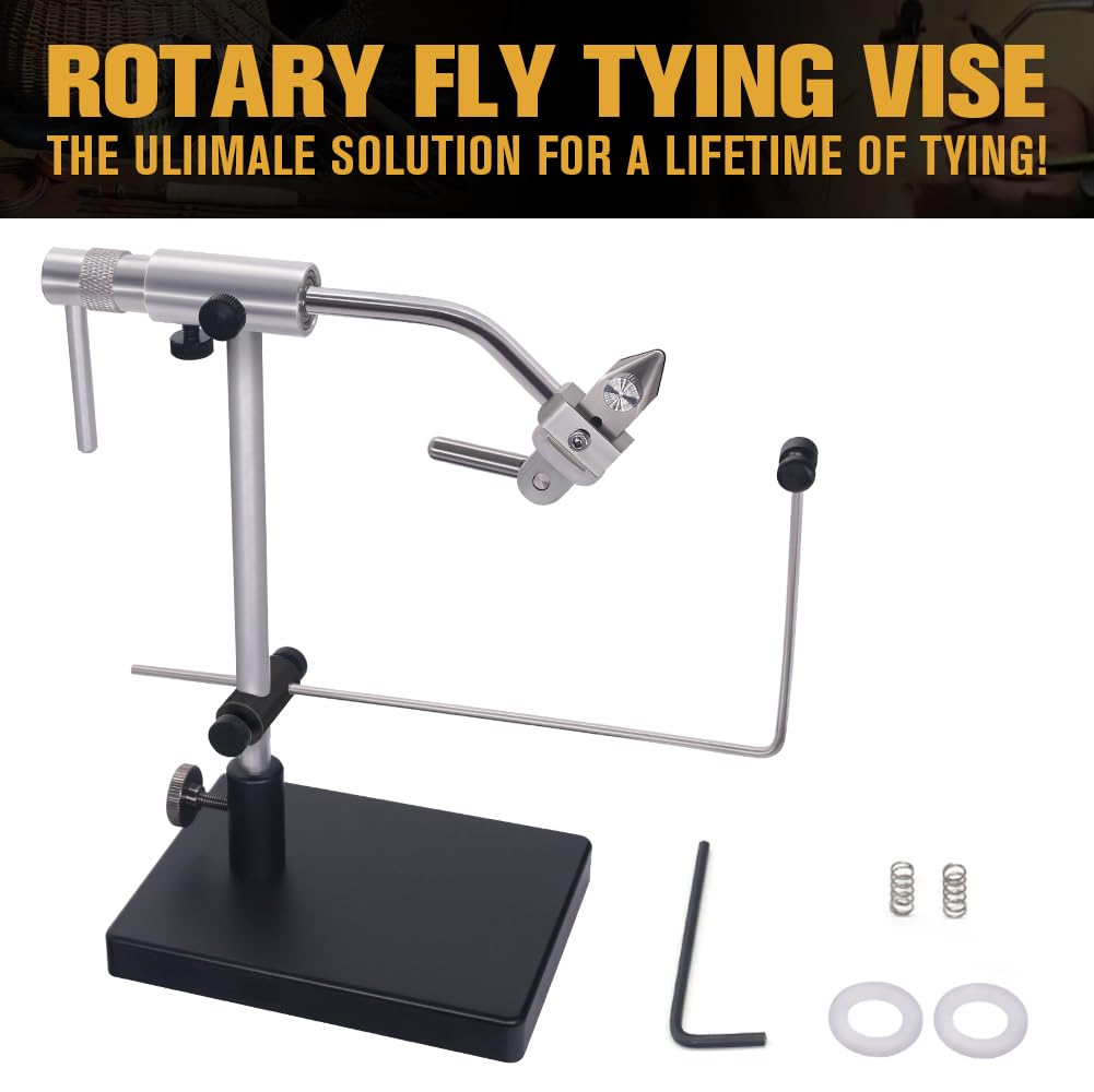 Rotary-Fly-Tying-Vise-Fly-Tying-Tools Equipment Fly Fishing Vice Kit with Pedestal Base Clamps