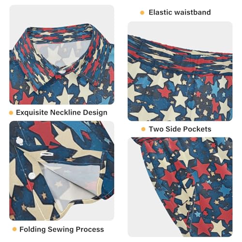 Boccsty Stars Usa Independent Day Boy Summer Shorts Sets Hawaiian Toddler Boys T-Shirt & Pants 2 Pcs 3T4