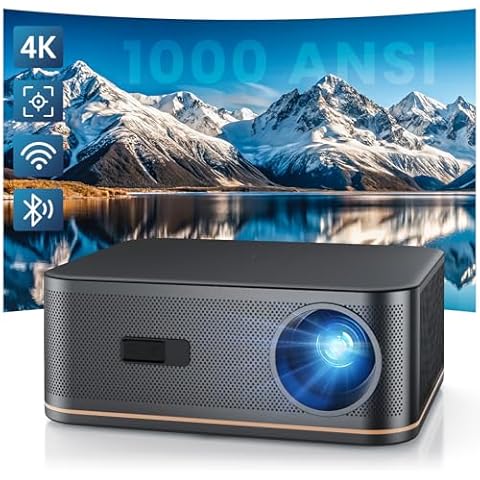 [AI Auto Focus/4K Support] Projector with WiFi 6 and Bluetooth 5.2, HAPPRUN 1000 ANSI Lumens Outdoor Movie Projector, 4P/6D Keystone, 50% Zoom&300" Screen, Home Theater Projector for Phone/TV Stick/PC Cover