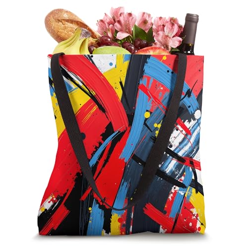 Bolso tote con diseño gráfico moderno líneas coloridas miniatura 4