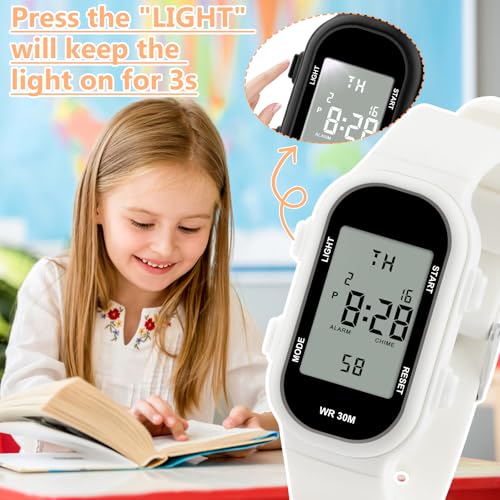 Image of Juboos Kid's Digital Watch for Boys and Girls, Waterproof LCD Digital Sports Kids Watch with 7 Color LED Lights, Stopwatch, Alarm