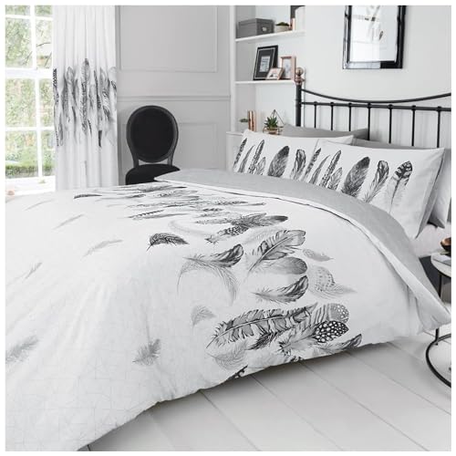 GC GAVENO CAVAILIA Ropa de Cama Suave y acogedora Juego de Funda de edredón Reversible con diseño Floral, fácil Cuidado, polialgodón botánico, algodón, 50% poliéster, Blanco, King (230 x 220cm)