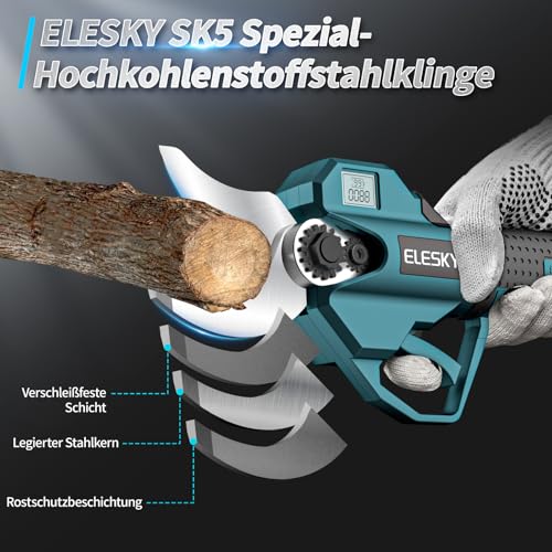 Akku-Astschere Professionelle Passend Kompatibel mit Makita Akku, 40mm Elektrische Gartenschere, SK5 Klingen, LED-Display, Doppelte Sicherheitsverriegelung für Garten, Sträucher und Äste