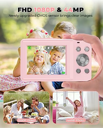 Digital Camera,Kids Camera With 32Gb Card,Nsoela Fhd 1080P 44Mp Compact Vlogging Camera,Point And Shoot Camera 16X Digital Zoom, Portable Mini Kids Camera For Teens Students #TOP2