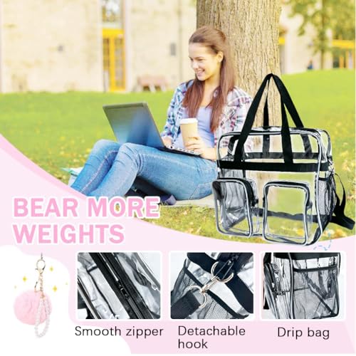 12x12x6 Versatile Clear Crossbody Tote Bag, Front Pocket & Detachable Shoulder Strap,Premium Stadium-Approved Design for Parties Concerts, Sports Events, Travel4