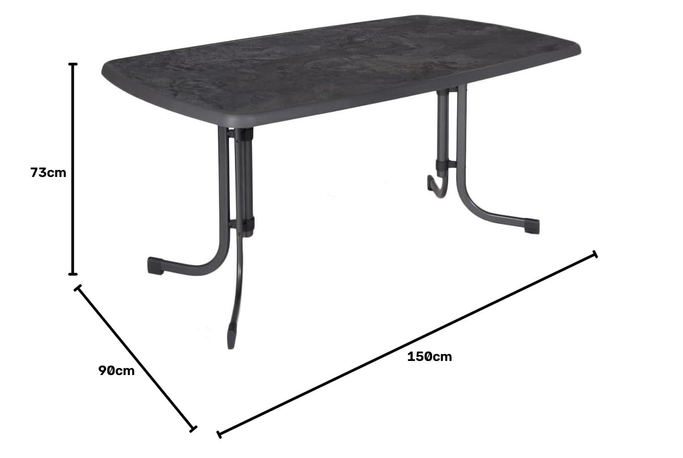PATIO Gartentisch 150x90 cm rechteckig Dine & Relax Pizzara Outdoor Tisch Metall pulverbeschichtet Sevelit Tischplatte klappbar