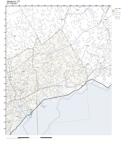 ZIP Code Wall Map of Westport, CT ZIP Code Map Laminated