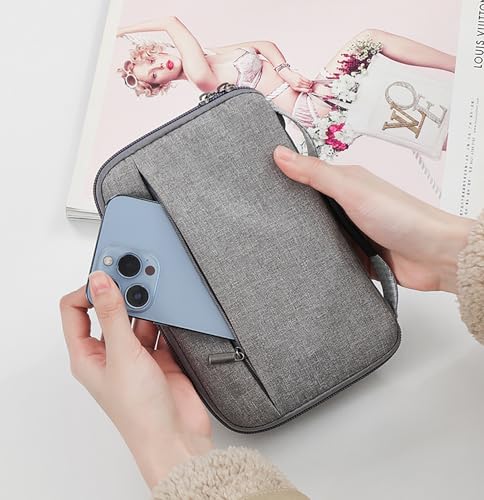 Image of House of Quirk Travel Passport Holder | Unisex Document Organizer Bag for Tickets, Bills, ID Cards, Boarding Pass, Passport - Solid Color, Lightweight & Zip Closure (Grey)