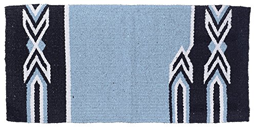 Tough 1 Tomahawk Double Weave Saddle Blanket, Light Blue/Black/Cream
