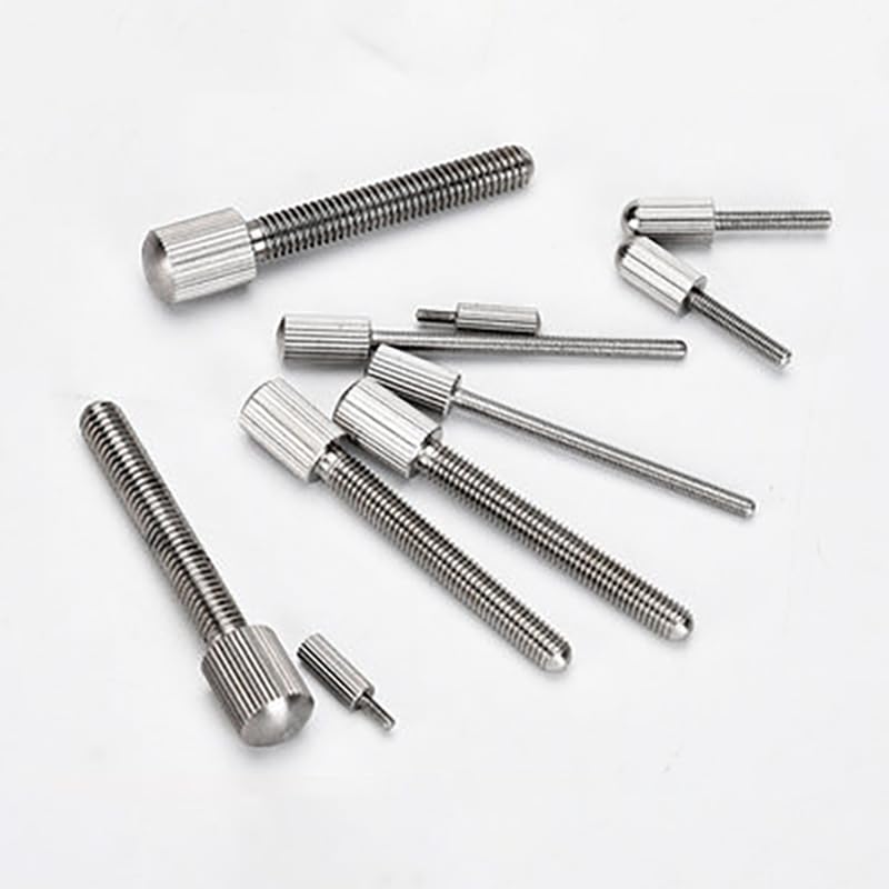Generic 4pcs M2 GB836 Straight knurled Small Head Hand Screws 304 Stainless Steel Bolts Hand Twist Screw Handle Adjustment Bolt - (Size: M2x6mm)