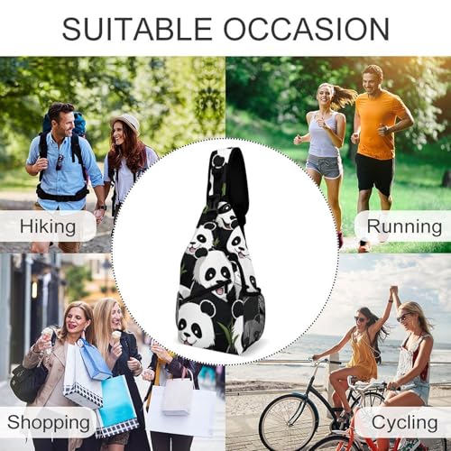 Mochila bandolera deportiva con patrón de panda blanca miniatura 6