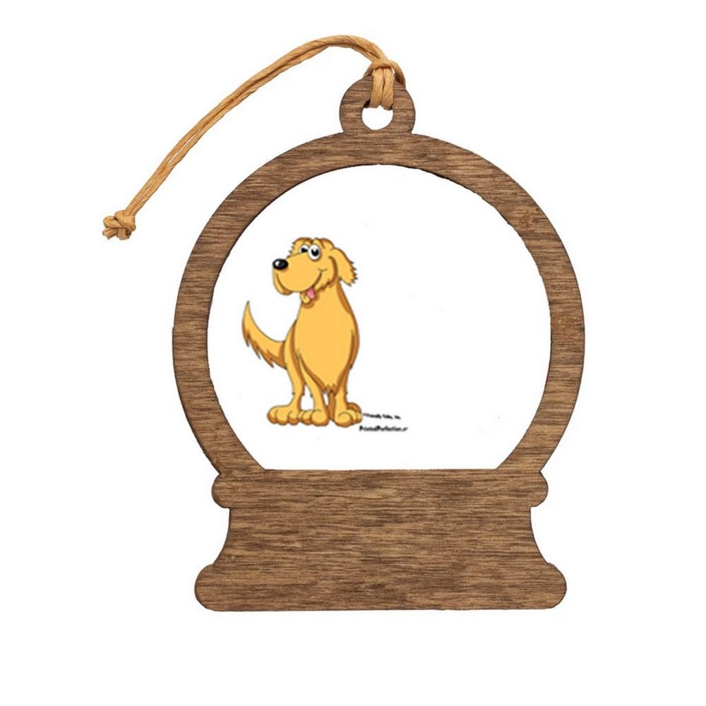 PrintedPerfection.com Personalized Golden Retriever Wooden Snow Globe Shaped Christmas Ornament