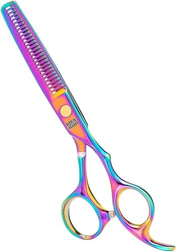 Kilajojo Hair Thinning Scissors - Professional Hair Thinning Shears/Teeth Scissors - Sharp Edges and Rainbow Color