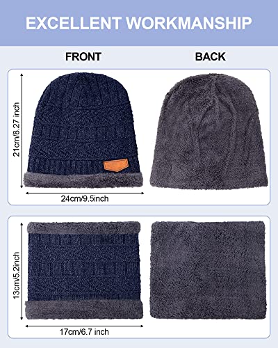 3 Sets Kids Winter Hat Beanie and Scarf Knitted Warm Kids Beanie Scarf Boy Winter Hat for 5-14 Years2