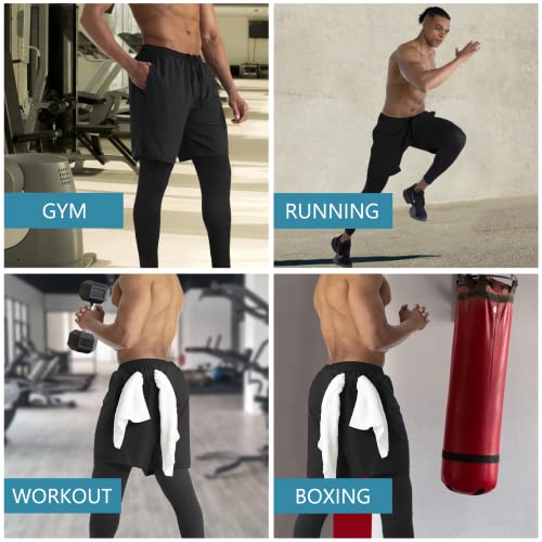 2 in 1 Running Pants with Towel Loop - Men's Athletic Compression Gym Pants4