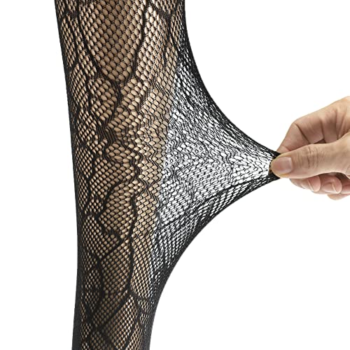Littleforbig High Waist Fishnet Mesh Net Stockings Jacquard Pantyhose 5