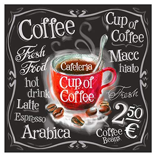 YUMEART Diamond Painting Black Board Letter Coffee Cup Stitch Diamond Mosaic Landcape Diamond Embroidery Romantic Room Wall Picture