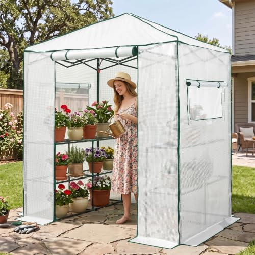 Image of EAGLE PEAK 6x4 Easy Setup Small Pop Up Greenhouse, Clear /White