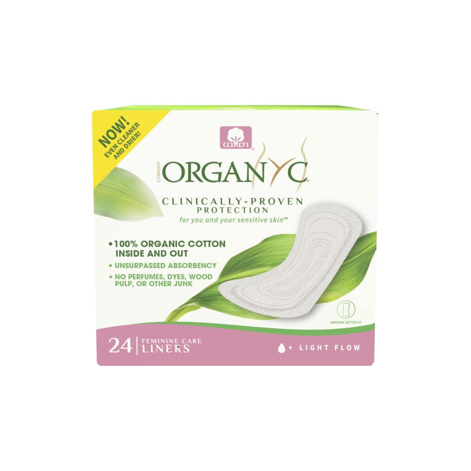Organyc, Wkładki higieniczne ze 100% organicznej bawełny certyfikowanej do stosowania podczas krwawienia lekkiego - 1 opakowanie zawiera 24 sztuk