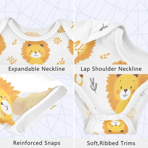 vvfelixl Baby Girls' Bodysuits Orange Lion Short Sleeve Cotton Baby Boy Clothes for 0-3 Months3