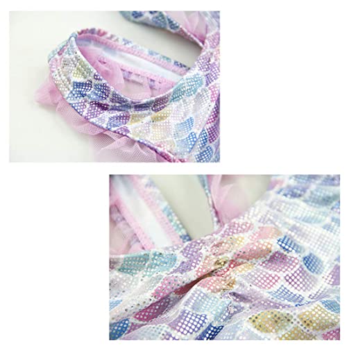 Julysand Toddler Girls One Piece Mermaid Swimsuit with Mesh Skirt Ruffled Swimwear Sun Protection Bathing Suit4