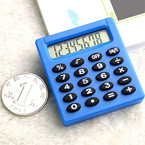 SUPERTOOL Mini-Taschenrechner für Schüler, blau, elektrisch, tragbar, für Grundschule, Zuhause, Büro, 50 mm x 45 mm x 8 mm