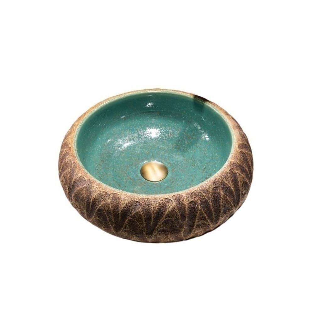 Zlewozmywak naczyniowy Umywalka ceramiczna artystyczna, nowoczesna, prosta łazienka, balkon, okrągła umywalka nablatowa