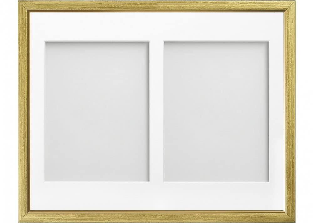 Frame Company Drayton Multi Aperture Photo Frame, Gold with Gold Inset, 14x11 for 8x6 inch (x2)
