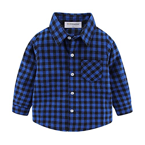 Image of Mud Kingdom Boys Plaid Flannel Shirt Long Sleeve Button Down Casual