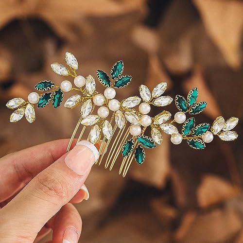 Strass capelli sposa pettini circa dimensioni: 4,72 * 2,36 pollici (12 * 6cm).Colore: verde.