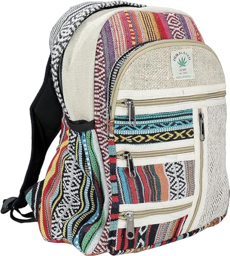 Small-Hemp-Backpack-Traveling-Backpack-Cotton-Stripe-Nepali-Backpack-Himalayan-Backpack-Small-13-x-11-x-5-Bag