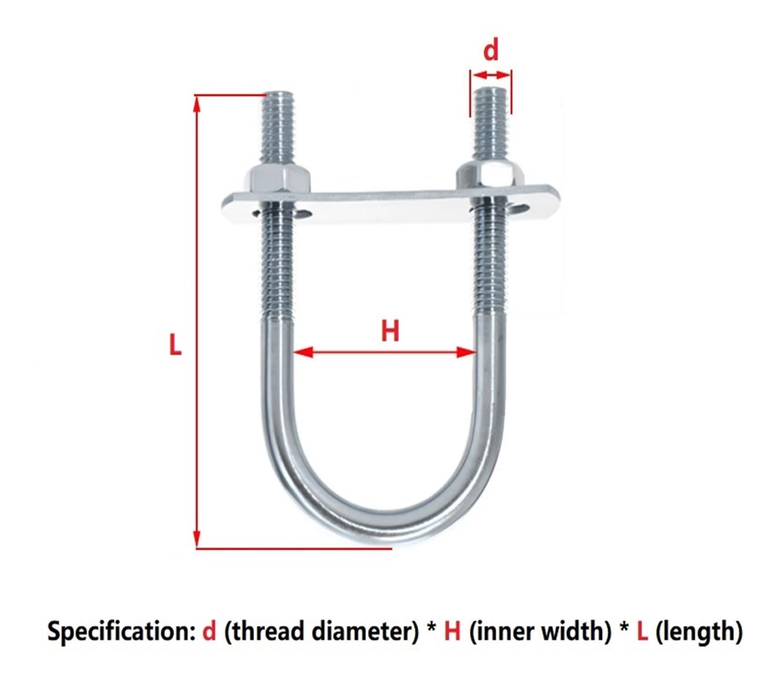 Bullone M10 M12 Bullone a vite a forma di U in acciaio al carbonio zincato/Morsetto for tubi a forma di U con deflettore/Cerchio a cavallo(M12x219x260mm -1sets)