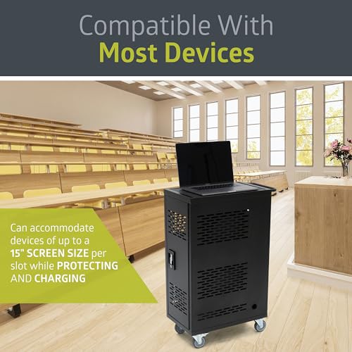 Pearington 16MINI-01KD 16-Device Classroom and Office Mobile Charging Storage Cart for Ipads, Chromebooks and Laptops, 34" x 20" Size