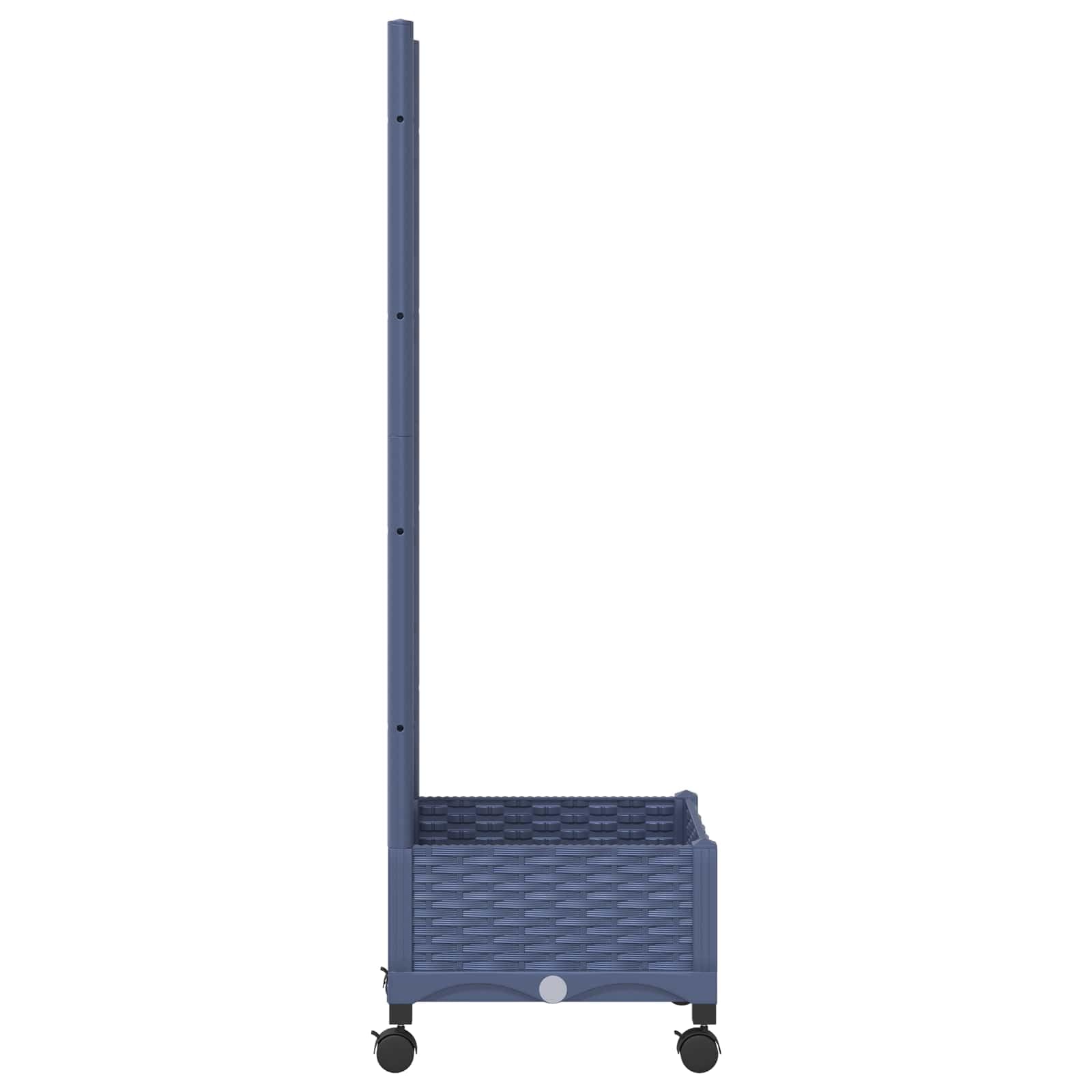Pflanzkübel mit Spalier und Rädern Blaugrau 40 x 40 x 131,5 cm wetterbeständiger Gartentopf für Balkon und Terrasse mit integrierter Rankhilfe, Drainage, beweglichen Rädern