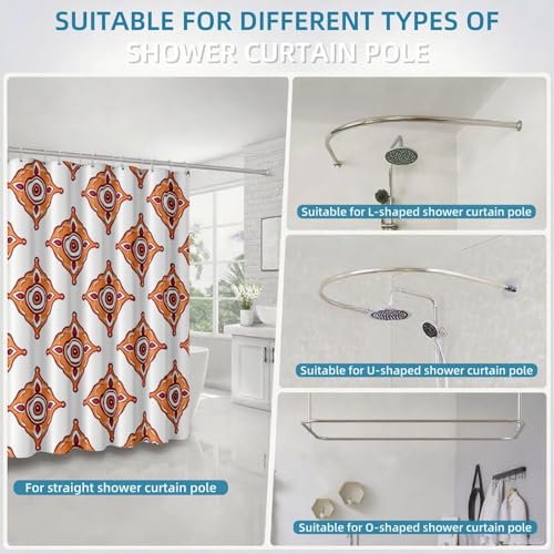 Rideau de douche orange 180x180 géométrique en tissu polyester