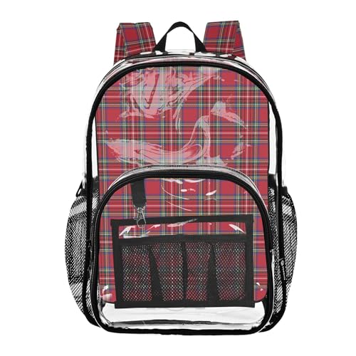 Joitme Mochila escolar roja a cuadros de Navidad, mochilas transparentes para la escuela, mochilas para niñas de 6 a 8 años, mochilas escolares grandes para niñas, Cuadros de Navidad rojo, Talla