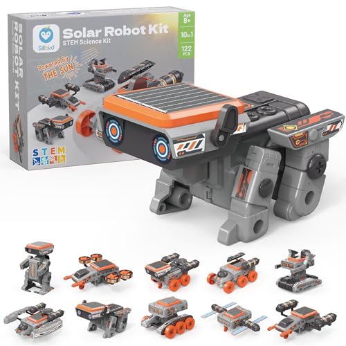 Sillbird Solar Robot Building Kit STEM Gift for Boys Girls Ages 8-14, DIY Educational Science Set for Kids Birthday, 10-in-1 Space Robotics Toys Powered by Sun with 112PCS