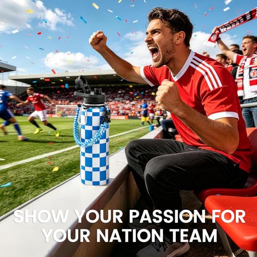 Image of RAYMYLO 2026 Soccer Biggest Event Edition Insulated Water Bottle 40 oz, Nation Flag Design, Best Souvenir & Gift for World Soccer Lover, Vacuum Stainless Steel (Cold for 36Hrs), Leak Proof & Non-BPA