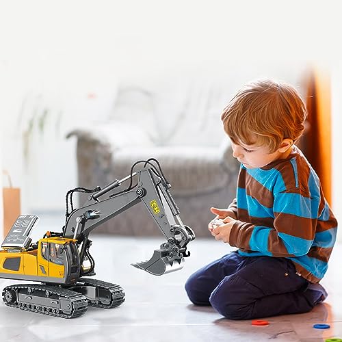 Image of Dwi Dowellin Remote Control Excavator Toys for Boys,Construction Rc Excavators for Kids Age 4-7 8 9 10 Year Old,Ideal Toys,Batteries Included