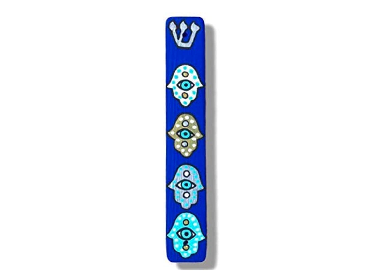Lea Joelle HandmadeHamsa Mezuzah Scroll Case, Evil Eye, Hand Painted Wood Cover (Kosher Scroll)