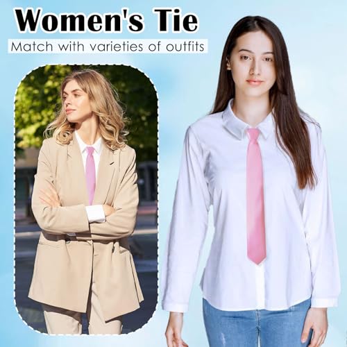 Image of Luckyvestir Womens Tie, Pre Tied Black /Red Ties for Women Adjustable Zipper Womens Necktie